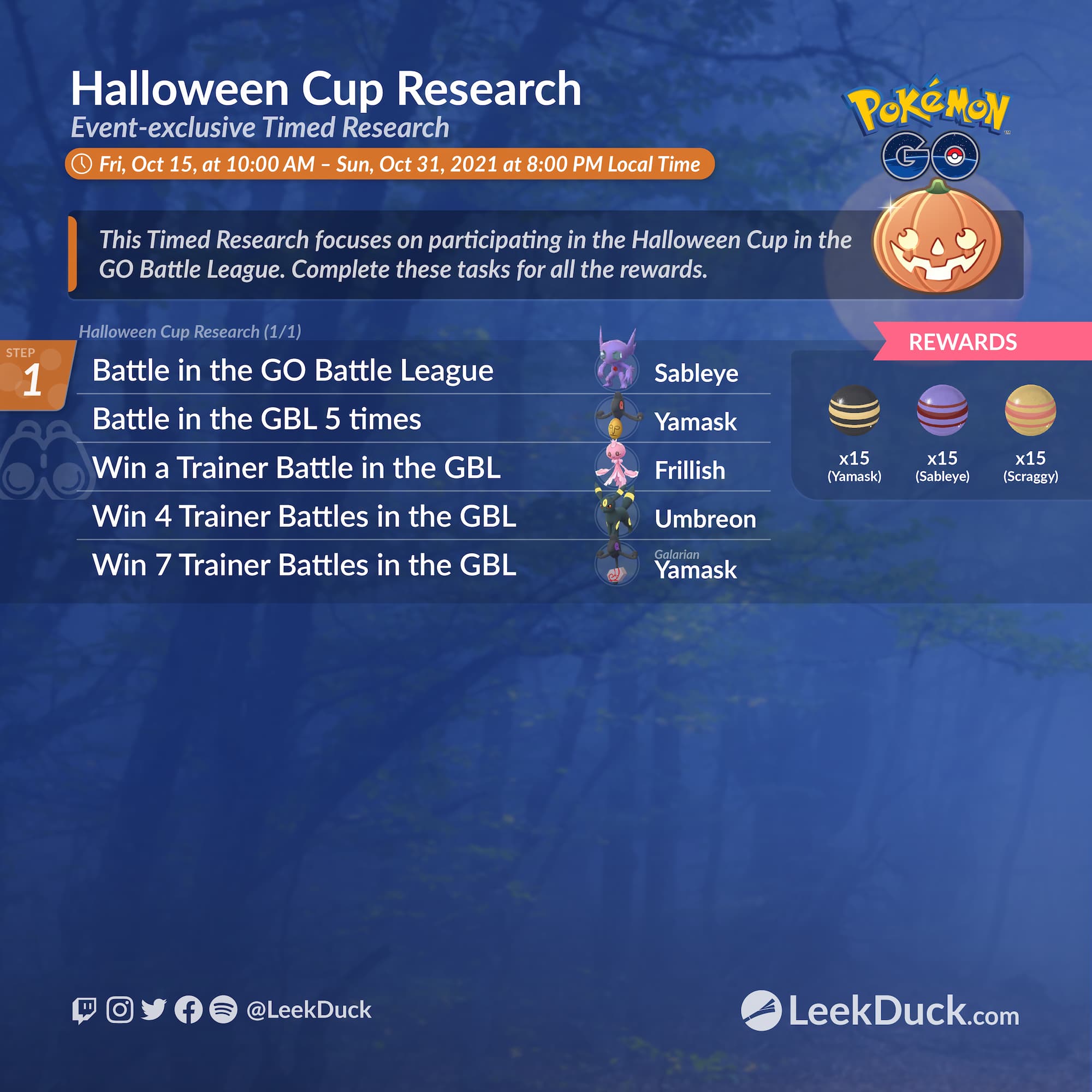 pokemon go halloween event research tasks
